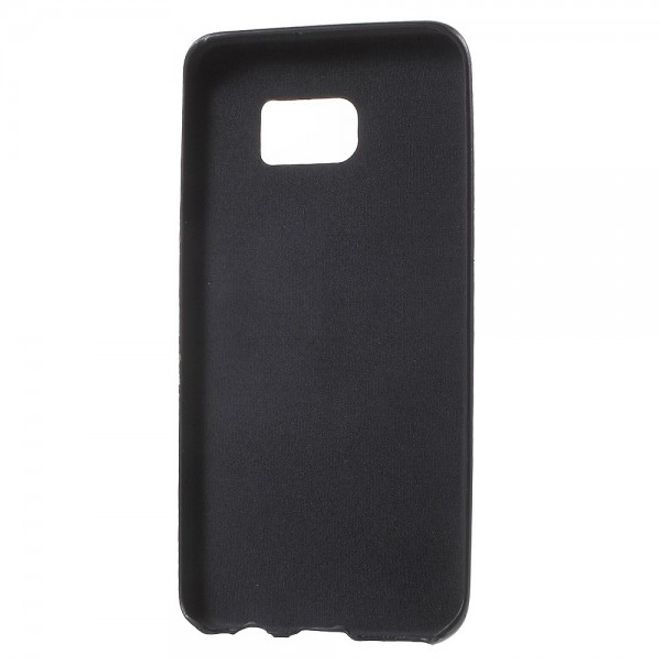 Galaxy S6 Edge Plus Hart Plastik Case mit lederartiger Textur - schwarz