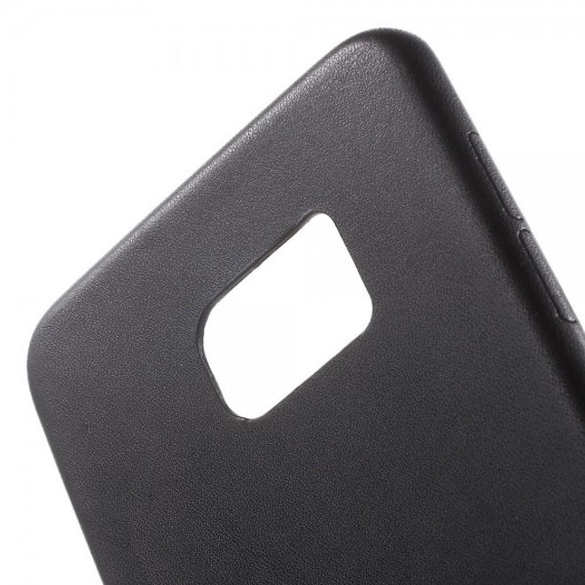 Galaxy S6 Edge Plus Hart Plastik Case mit lederartiger Textur - schwarz