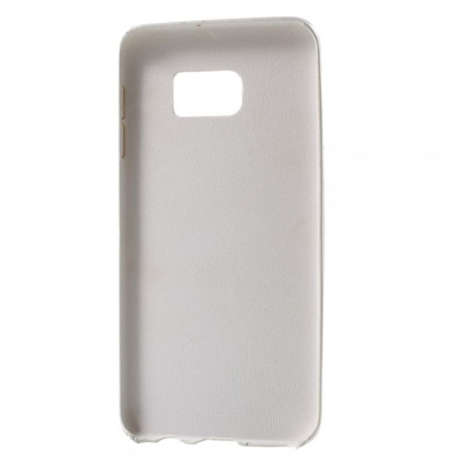Galaxy S6 Edge Plus Hart Plastik Case mit lederartiger Textur - weiss