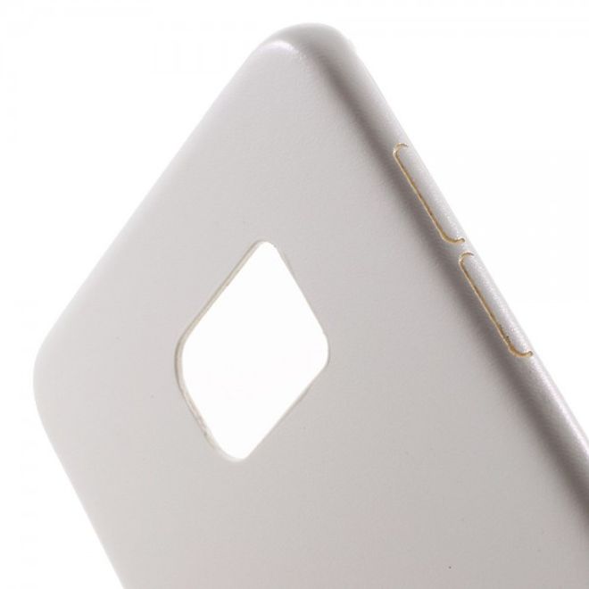 Galaxy S6 Edge Plus Hart Plastik Case mit lederartiger Textur - weiss