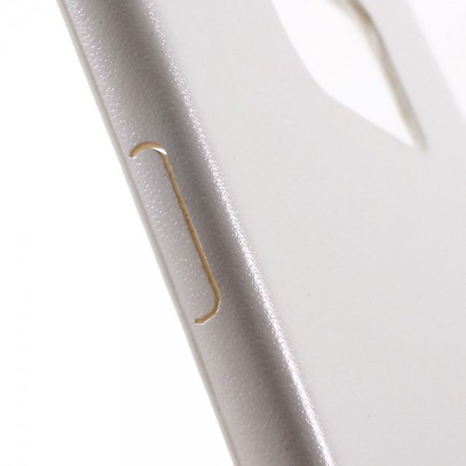 Galaxy S6 Edge Plus Hart Plastik Case mit lederartiger Textur - weiss