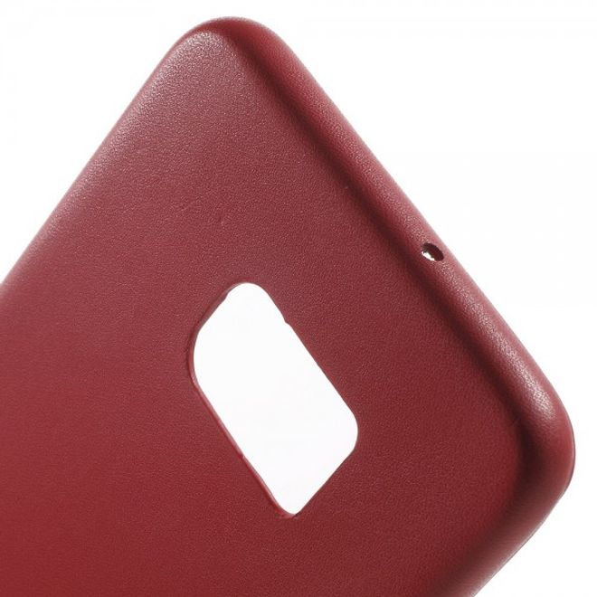 Galaxy S6 Edge Plus Hart Plastik Case mit lederartiger Textur - rot