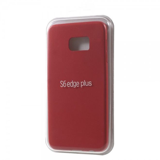 Galaxy S6 Edge Plus Hart Plastik Case mit lederartiger Textur - rot