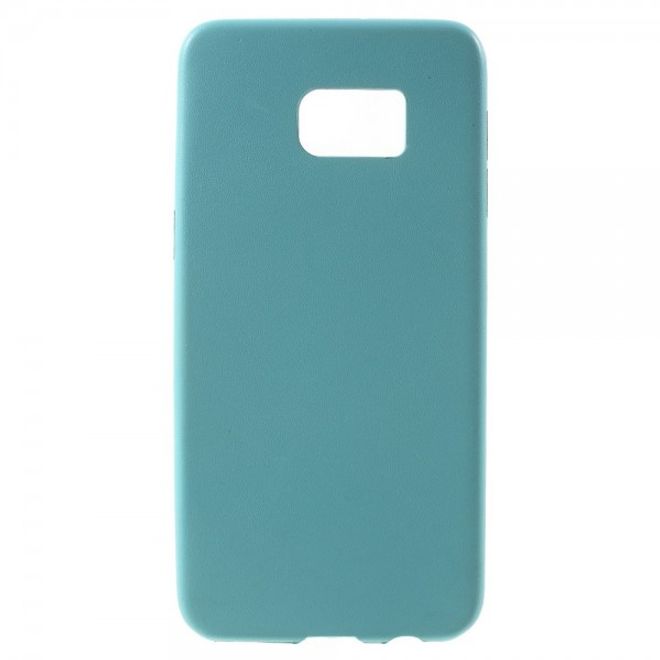 Galaxy S6 Edge Plus Hart Plastik Case mit lederartiger Textur - hellblau