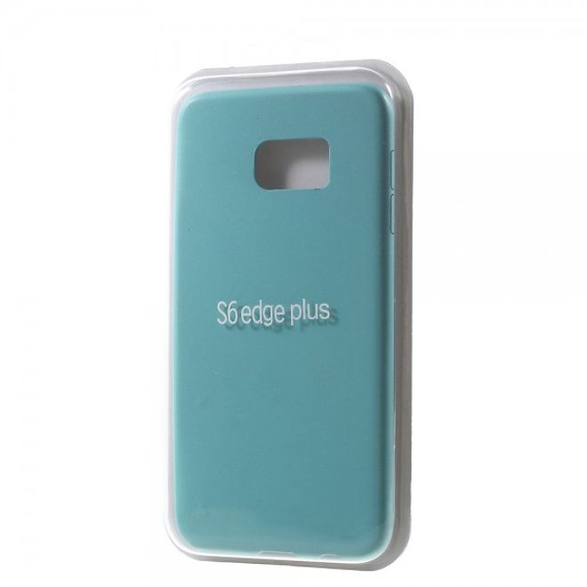 Galaxy S6 Edge Plus Hart Plastik Case mit lederartiger Textur - hellblau