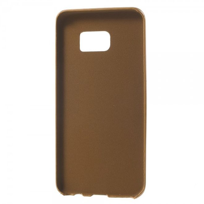 Galaxy S6 Edge Plus Hart Plastik Case mit lederartiger Textur - braun