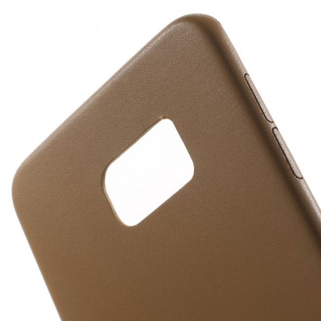 Galaxy S6 Edge Plus Hart Plastik Case mit lederartiger Textur - braun