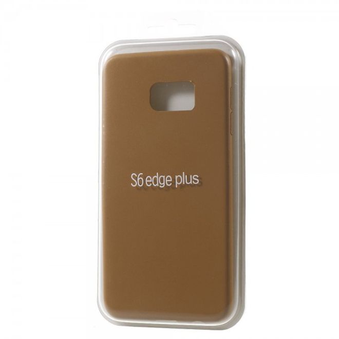 Galaxy S6 Edge Plus Hart Plastik Case mit lederartiger Textur - braun