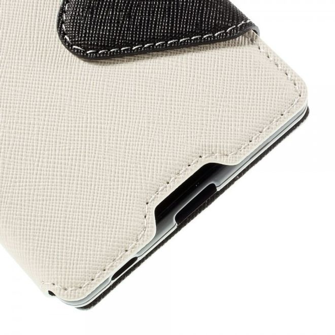 Sony Xperia Z5 Roar Korea Diary View Leder Flip Case mit kleinem Fenster - weiss