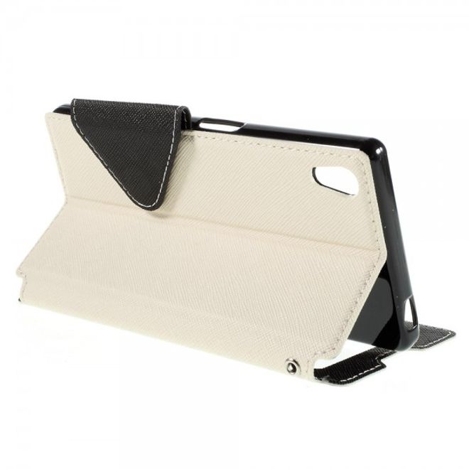 Sony Xperia Z5 Roar Korea Diary View Leder Flip Case mit kleinem Fenster - weiss