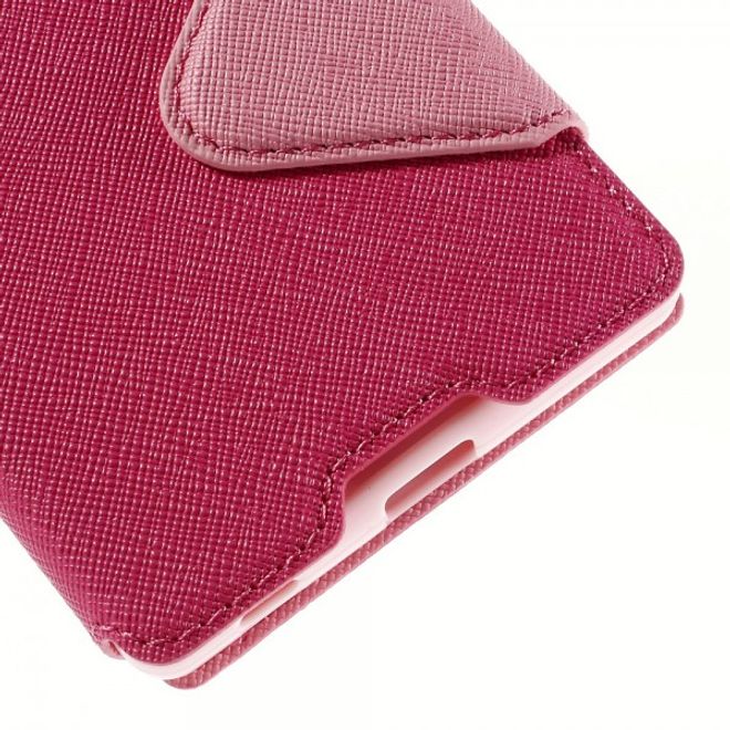 Sony Xperia Z5 Roar Korea Diary View Leder Flip Case mit kleinem Fenster - rosa