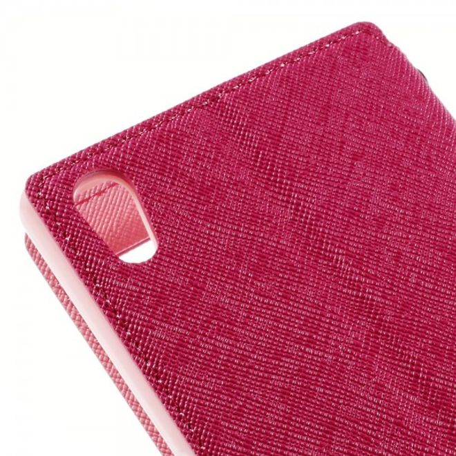 Sony Xperia Z5 Roar Korea Diary View Leder Flip Case mit kleinem Fenster - rosa