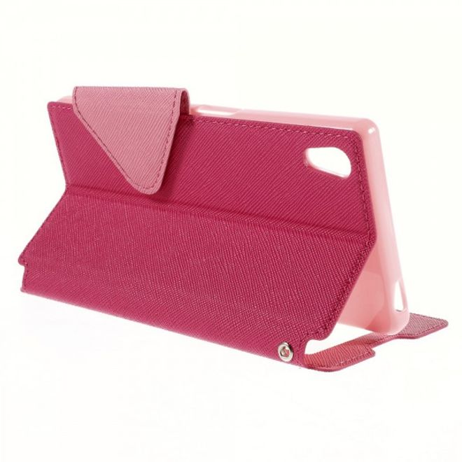 Sony Xperia Z5 Roar Korea Diary View Leder Flip Case mit kleinem Fenster - rosa