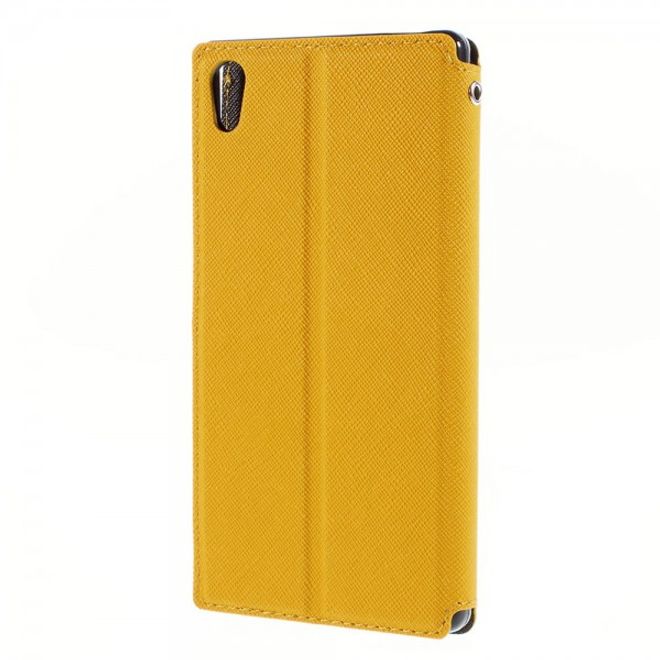 Sony Xperia Z5 Roar Korea Diary View Leder Flip Case mit kleinem Fenster - gelb