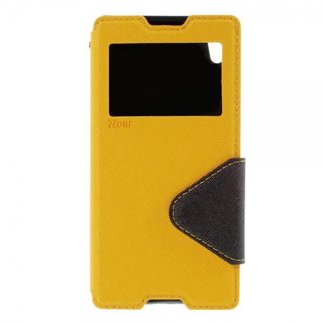 Sony Xperia Z5 Roar Korea Diary View Leder Flip Case mit kleinem Fenster - gelb