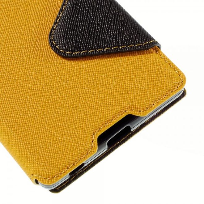 Sony Xperia Z5 Roar Korea Diary View Leder Flip Case mit kleinem Fenster - gelb
