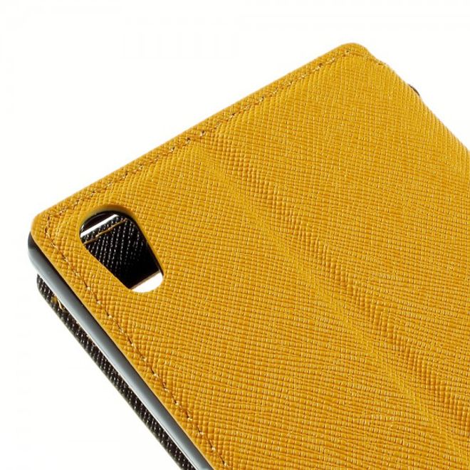 Sony Xperia Z5 Roar Korea Diary View Leder Flip Case mit kleinem Fenster - gelb