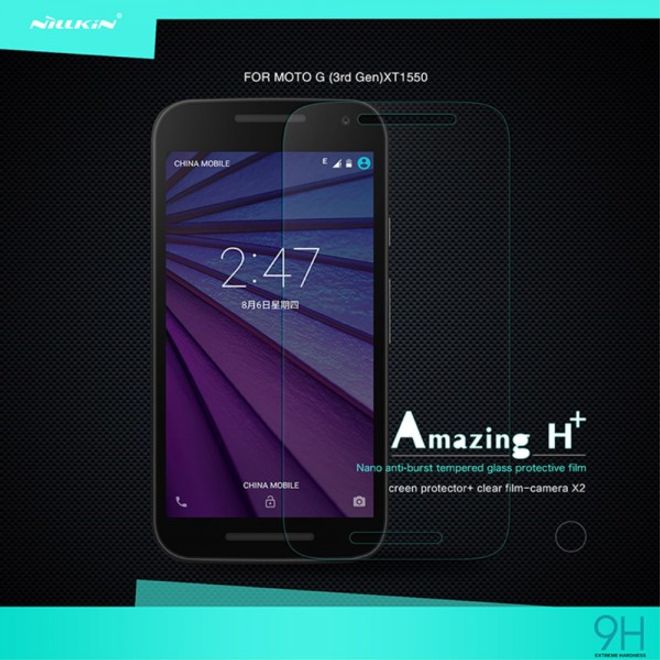 Motorola Moto G (3 Gen) Glas Anti-Explosions Schutzfolie aus gehärtetem von Nillkin mit Stärke H+