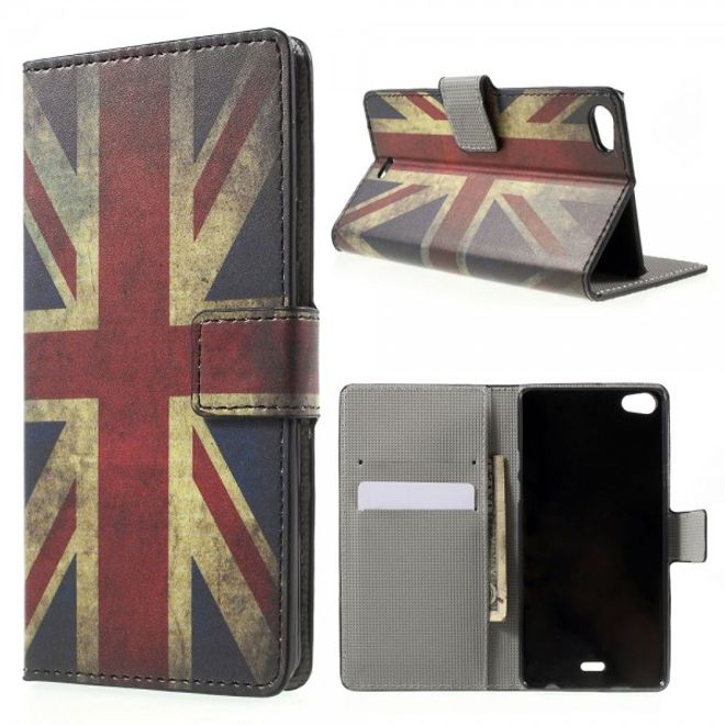 Wiko Highway Pure 4G Leder Case mit UK Flagge retro-style