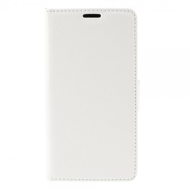 Sony Xperia M4 Aqua Schickes Leder Case mit Litchitextur und Standfunktion - weiss