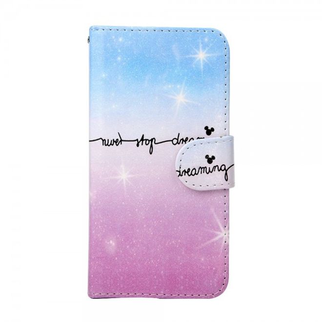 iPhone 6/6S Crazy Horse Leder Flip Case mit Sternen und Schriftzug