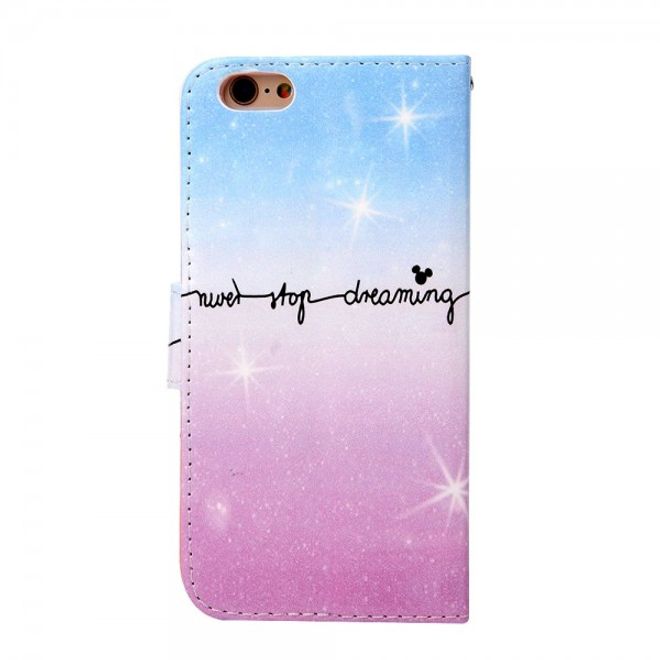 iPhone 6/6S Crazy Horse Leder Flip Case mit Sternen und Schriftzug