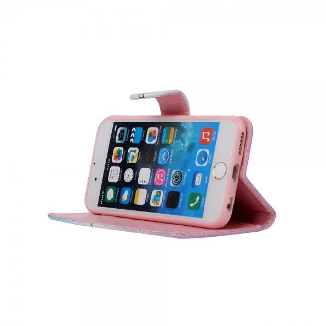 iPhone 6/6S Crazy Horse Leder Flip Case mit Sternen und Schriftzug