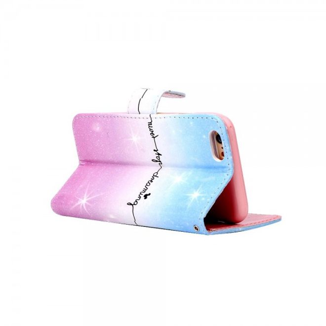 iPhone 6/6S Crazy Horse Leder Flip Case mit Sternen und Schriftzug
