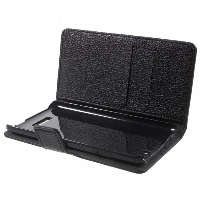 Wiko Bloom 2 Leder Flip Case mit Litchitextur und Standfunktion - schwarz