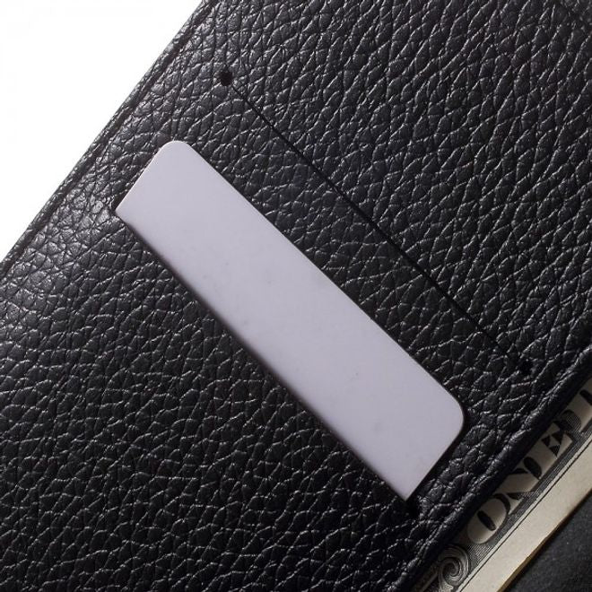 Wiko Bloom 2 Leder Flip Case mit Litchitextur und Standfunktion - schwarz