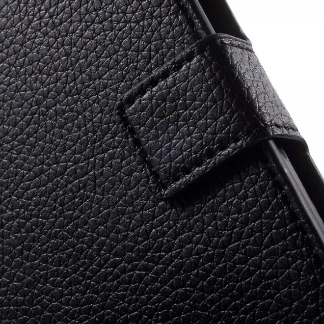 Wiko Bloom 2 Leder Flip Case mit Litchitextur und Standfunktion - schwarz