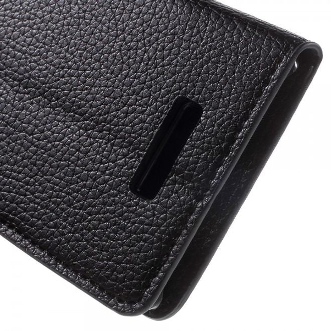 Wiko Bloom 2 Leder Flip Case mit Litchitextur und Standfunktion - schwarz