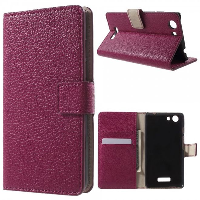 Wiko Bloom 2 Leder Flip Case mit Litchitextur und Standfunktion - rosa