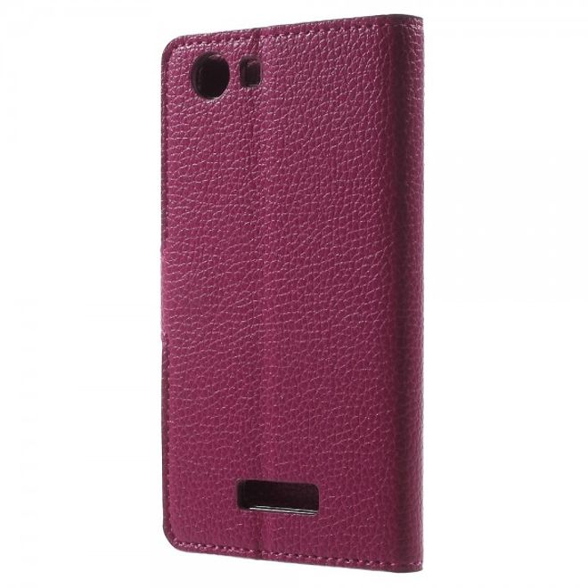 Wiko Bloom 2 Leder Flip Case mit Litchitextur und Standfunktion - rosa