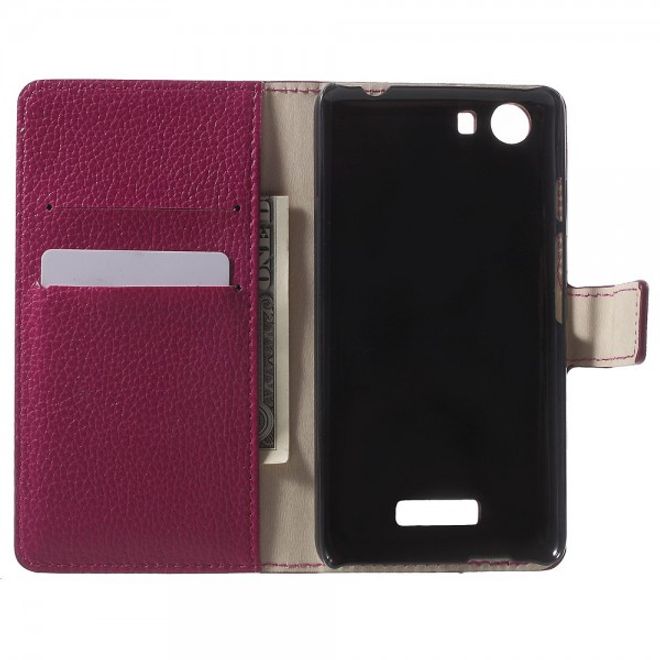 Wiko Bloom 2 Leder Flip Case mit Litchitextur und Standfunktion - rosa