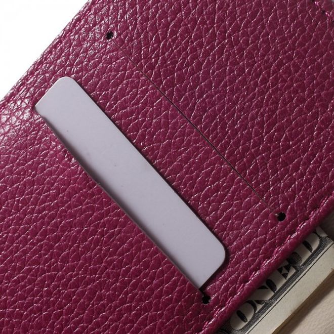 Wiko Bloom 2 Leder Flip Case mit Litchitextur und Standfunktion - rosa