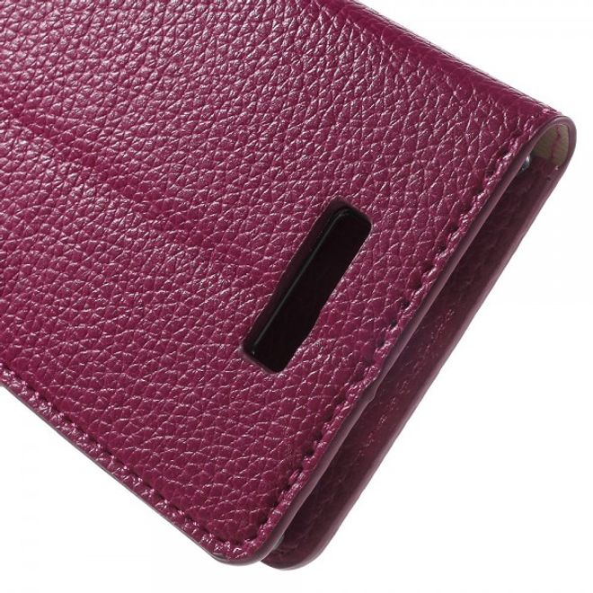 Wiko Bloom 2 Leder Flip Case mit Litchitextur und Standfunktion - rosa