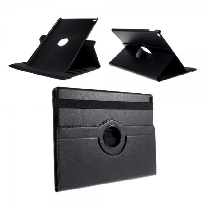 Étui en cuir rotatif à 360° pour iPad Pro 12,9 pouces avec sangle élastique - Noir