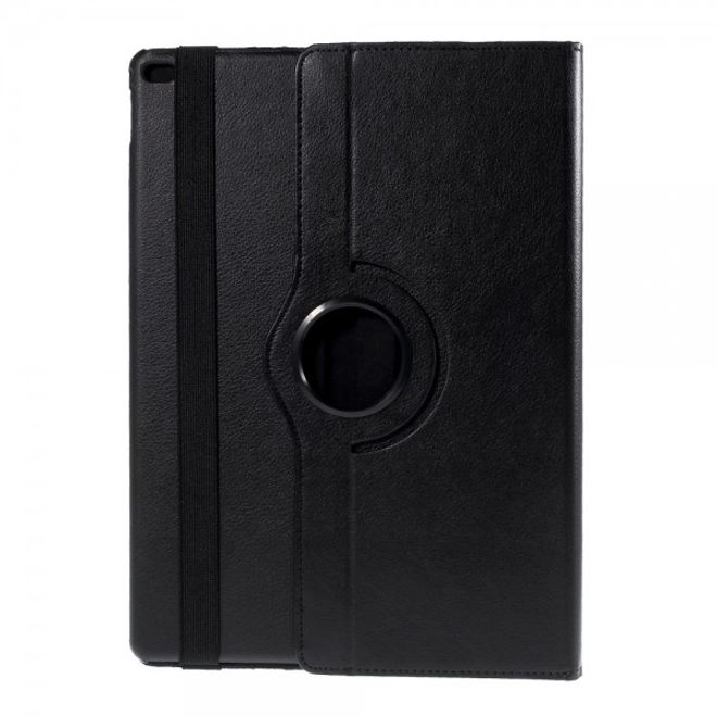 Étui en cuir rotatif à 360° pour iPad Pro 12,9 pouces avec sangle élastique - Noir
