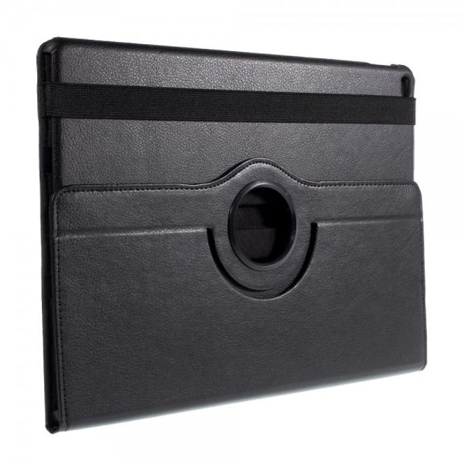 Étui en cuir rotatif à 360° pour iPad Pro 12,9 pouces avec sangle élastique - Noir