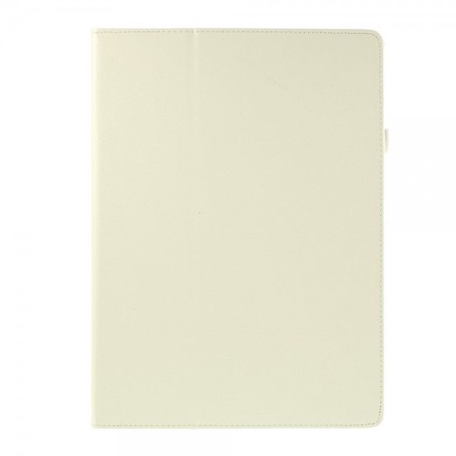 iPad Pro 12.9 Klassisches Leder Case mit Litchitextur und Standfunktion - weiss