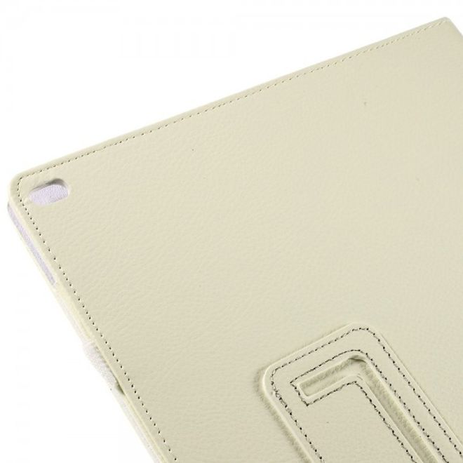 iPad Pro 12.9 Klassisches Leder Case mit Litchitextur und Standfunktion - weiss