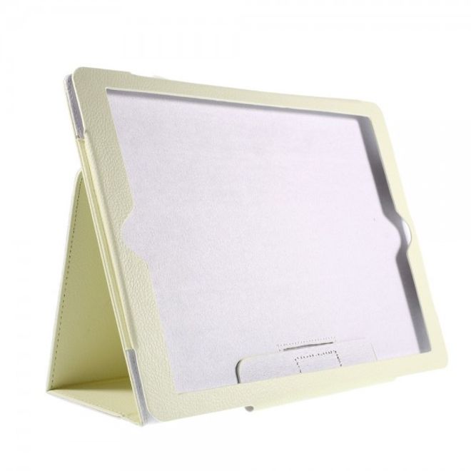 iPad Pro 12.9 Klassisches Leder Case mit Litchitextur und Standfunktion - weiss