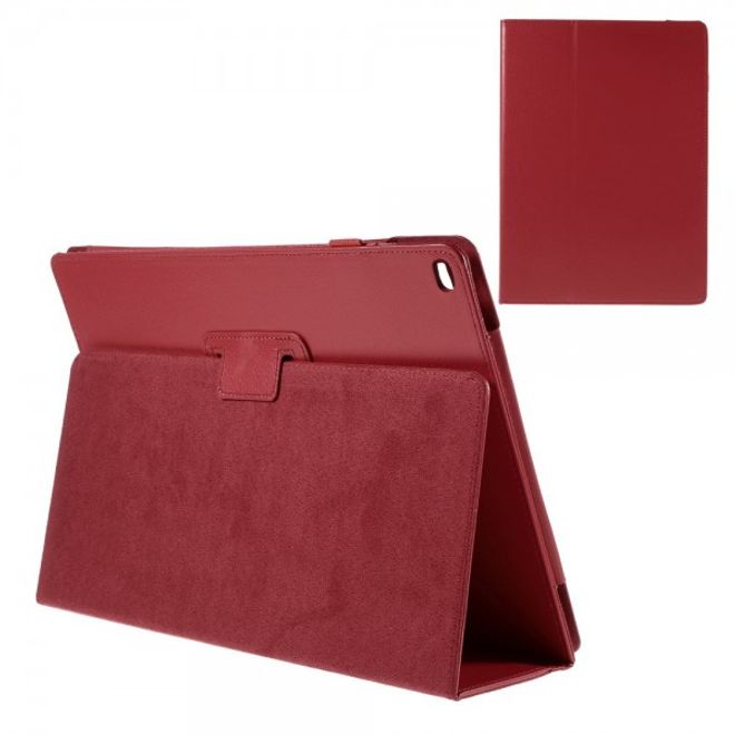 iPad Pro 12.9 Klassisches Leder Case mit Litchitextur und Standfunktion - rot