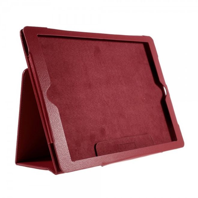 iPad Pro 12.9 Klassisches Leder Case mit Litchitextur und Standfunktion - rot
