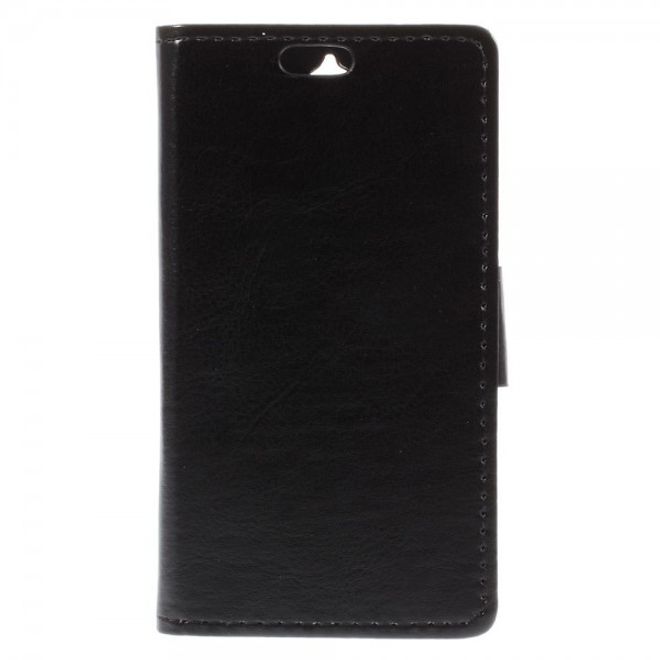 Alcatel One Touch Idol 2 Mini Schickes Crazy Horse Leder Case - schwarz