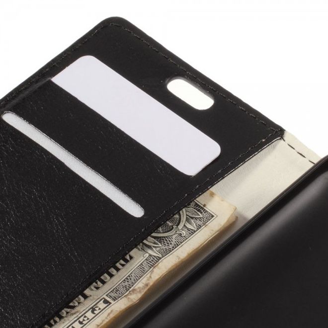 Alcatel One Touch Idol 2 Mini Schickes Crazy Horse Leder Case - schwarz