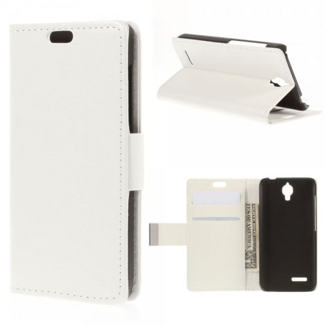 Alcatel One Touch Idol 2 Mini Schickes Crazy Horse Leder Case - weiss