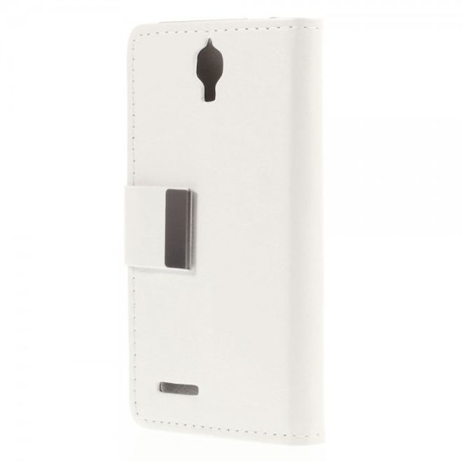 Alcatel One Touch Idol 2 Mini Schickes Crazy Horse Leder Case - weiss