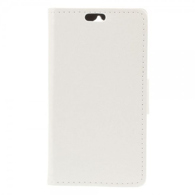 Alcatel One Touch Idol 2 Mini Schickes Crazy Horse Leder Case - weiss